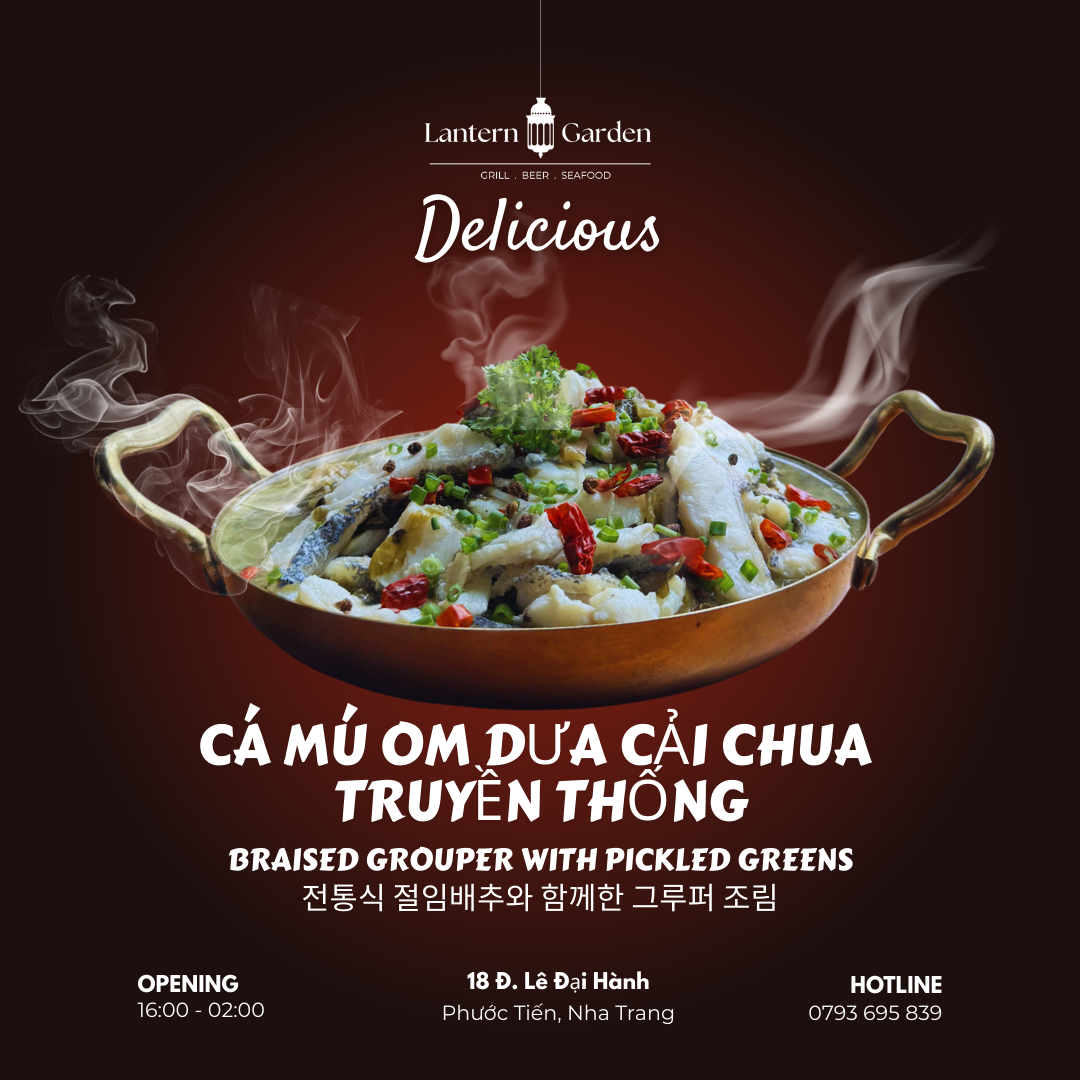 Lantern Garden Braised Grouper with Pickled Greens