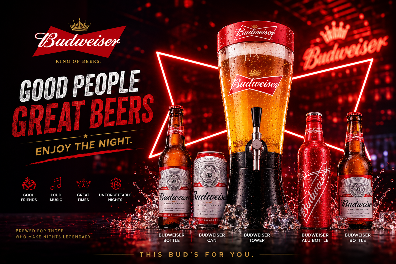 Budweiser beer at Lantern Garden